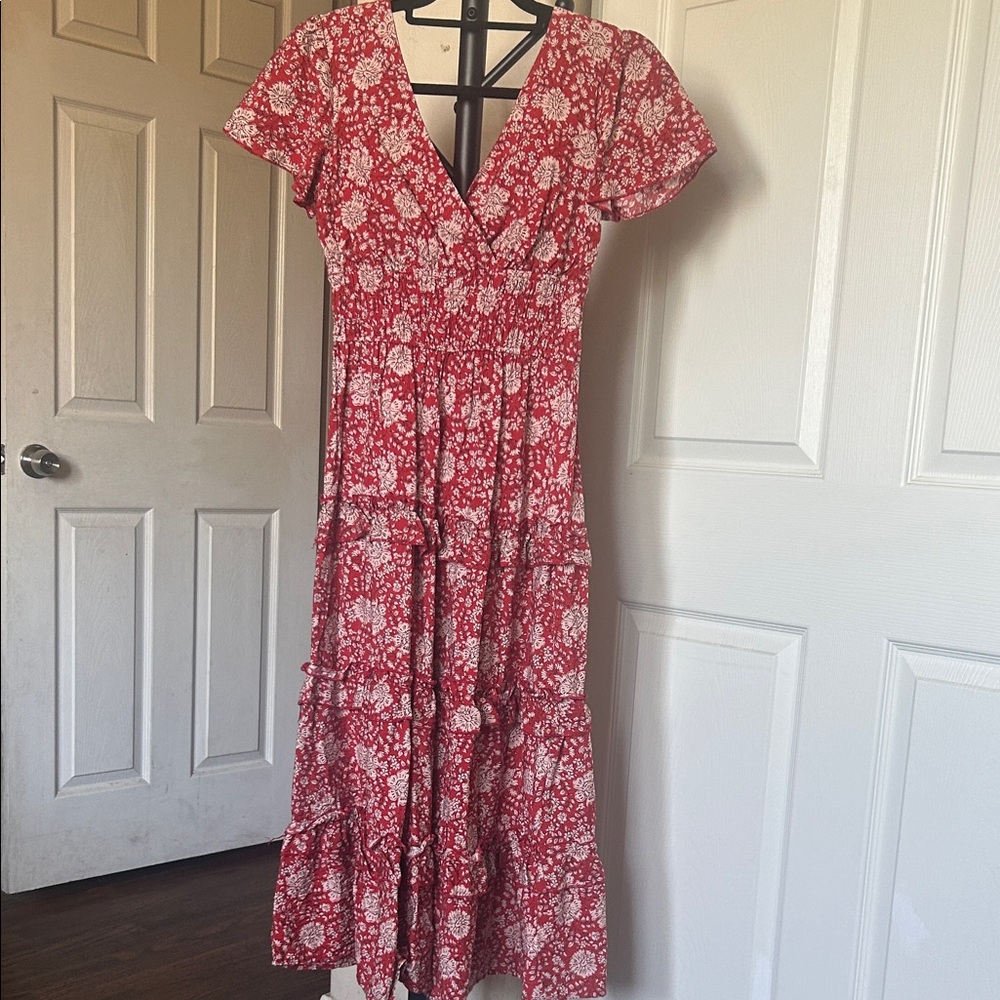 Lily Rose Red Floral Midi Dress